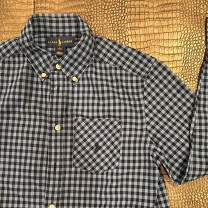 Ralph Lauren Black and Blue Button Down Shirt with Classic Check Pattern